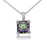 2 Carat Cushion Shape Mystic Topaz Necklace With Diamond Prongs In 10 Karat White Gold, 18 Inches Image-1