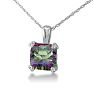 2 Carat Cushion Shape Mystic Topaz Necklace With Diamond Prongs In 10 Karat White Gold, 18 Inches Image-2