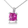 Pink Gemstones 2ct Cushion Pink Topaz and Diamond Pendant in 10k White Gold Image-2