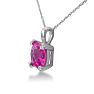Pink Gemstones 2ct Cushion Pink Topaz and Diamond Pendant in 10k White Gold Image-3
