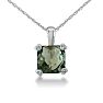 2ct Cushion Green Amethyst and Diamond Pendant in 10k White Gold Image-1