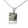 2ct Cushion Green Amethyst and Diamond Pendant in 10k White Gold Image-2
