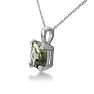 2ct Cushion Green Amethyst and Diamond Pendant in 10k White Gold Image-3
