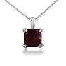 Garnet Necklace: Garnet Jewelry: 2ct Cushion Garnet and Diamond Pendant in 10k White Gold Image-1