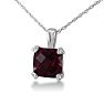 Garnet Necklace: Garnet Jewelry: 2ct Cushion Garnet and Diamond Pendant in 10k White Gold Image-2