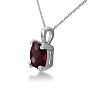 Garnet Necklace: Garnet Jewelry: 2ct Cushion Garnet and Diamond Pendant in 10k White Gold Image-3