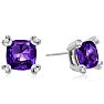 2ct Cushion Amethyst and Diamond Earrings in 10k White Gold Image-1