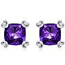 2ct Cushion Amethyst and Diamond Earrings in 10k White Gold Image-2