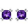 2ct Cushion Amethyst and Diamond Earrings in 10k White Gold Image-2