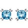 2ct Cushion Blue Topaz and Diamond Earrings in 10k White Gold Image-2