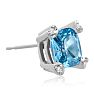 2ct Cushion Blue Topaz and Diamond Earrings in 10k White Gold Image-3