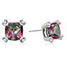 2ct Cushion Mystic Topaz and Diamond Earrings in 10k White Gold Image-1