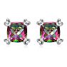 2ct Cushion Mystic Topaz and Diamond Earrings in 10k White Gold Image-2