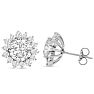 Estate Jewelry 5 Carat Lab Grown Diamond Halo Stud Earrings In 14 Karat White Gold, 2 Carat Center Diamond! Image-1