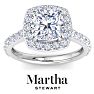 Martha Stewart 4 Carat Cushion Cut Lab Grown Diamond Halo Engagement Ring In 14K White Gold Image-1