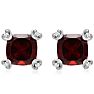 Garnet Earrings: Garnet Jewelry: 2ct Cushion Garnet and Diamond Earrings in 10k White Gold Image-2