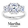 Martha Stewart 5 Carat Cushion Cut Lab Grown Diamond Three Stone Engagement Ring In 14K White Gold Image-1