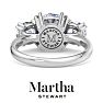 Martha Stewart 5 Carat Cushion Cut Lab Grown Diamond Three Stone Engagement Ring In 14K White Gold Image-2