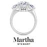 Martha Stewart 5 Carat Cushion Cut Lab Grown Diamond Three Stone Engagement Ring In 14K White Gold Image-8