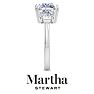 Martha Stewart 5 Carat Cushion Cut Lab Grown Diamond Three Stone Engagement Ring In 14K White Gold Image-9