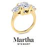 Martha Stewart 5 Carat Cushion Cut Lab Grown Diamond Three Stone Engagement Ring In 14K Yellow Gold Image-7