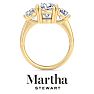 Martha Stewart 5 Carat Cushion Cut Lab Grown Diamond Three Stone Engagement Ring In 14K Yellow Gold Image-8