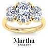 Martha Stewart 5 Carat Oval Shape Lab Grown Diamond Three Stone Engagement Ring In 14K Yellow Gold Image-1