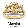 Martha Stewart 5 Carat Oval Shape Lab Grown Diamond Three Stone Engagement Ring In 14K Yellow Gold Image-2