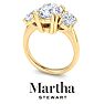 Martha Stewart 5 Carat Oval Shape Lab Grown Diamond Three Stone Engagement Ring In 14K Yellow Gold Image-7