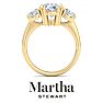 Martha Stewart 5 Carat Oval Shape Lab Grown Diamond Three Stone Engagement Ring In 14K Yellow Gold Image-8