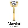 Martha Stewart 5 Carat Oval Shape Lab Grown Diamond Three Stone Engagement Ring In 14K Yellow Gold Image-9