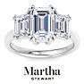 Martha Stewart 5 Carat Emerald Cut Lab Grown Diamond Three Stone Engagement Ring In 14K White Gold Image-1