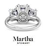 Martha Stewart 5 Carat Emerald Cut Lab Grown Diamond Three Stone Engagement Ring In 14K White Gold Image-2