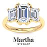 Martha Stewart 5 Carat Emerald Cut Lab Grown Diamond Three Stone Engagement Ring In 14K Yellow Gold Image-1