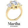 Martha Stewart 5 Carat Emerald Cut Lab Grown Diamond Three Stone Engagement Ring In 14K Yellow Gold Image-7