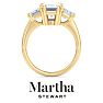 Martha Stewart 5 Carat Emerald Cut Lab Grown Diamond Three Stone Engagement Ring In 14K Yellow Gold Image-8