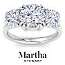 Martha Stewart 5 Carat Round Lab Grown Diamond Three Stone Engagement Ring In 14K White Gold Image-1