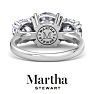 Martha Stewart 5 Carat Round Lab Grown Diamond Three Stone Engagement Ring In 14K White Gold Image-2