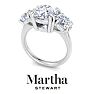 Martha Stewart 5 Carat Round Lab Grown Diamond Three Stone Engagement Ring In 14K White Gold Image-7