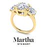 Martha Stewart 5 Carat Round Lab Grown Diamond Three Stone Engagement Ring In 14K Yellow Gold Image-7