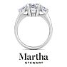 Martha Stewart 5 Carat Marquise Shape Lab Grown Diamond Three Stone Engagement Ring In 14K White Gold Image-8
