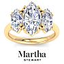 Martha Stewart 5 Carat Marquise Shape Lab Grown Diamond Three Stone Engagement Ring In 14K Yellow Gold Image-1
