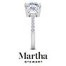 Martha Stewart 5 1/2 Carat Cushion Cut Lab Grown Diamond Three Stone Plus Engagement Ring In 14K White Gold Image-9