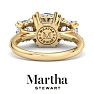 Martha Stewart 5 1/2 Carat Cushion Cut Lab Grown Diamond Three Stone Plus Engagement Ring In 14K Yellow Gold Image-2
