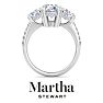Martha Stewart 5 1/2 Carat Oval Shape Lab Grown Diamond Three Stone Plus Engagement Ring In 14K White Gold Image-8