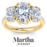 Martha Stewart 5 1/2 Carat Oval Shape Lab Grown Diamond Three Stone Plus Engagement Ring In 14K Yellow Gold Image-1