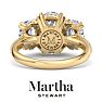 Martha Stewart 5 1/2 Carat Oval Shape Lab Grown Diamond Three Stone Plus Engagement Ring In 14K Yellow Gold Image-2