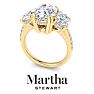 Martha Stewart 5 1/2 Carat Oval Shape Lab Grown Diamond Three Stone Plus Engagement Ring In 14K Yellow Gold Image-7