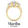 Martha Stewart 5 1/2 Carat Oval Shape Lab Grown Diamond Three Stone Plus Engagement Ring In 14K Yellow Gold Image-8