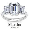 Martha Stewart 5 1/2 Carat Emerald Cut Lab Grown Diamond Three Stone Plus Engagement Ring In 14K White Gold Image-1